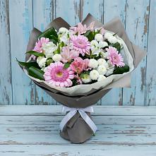 Букет цветов из:  Герберы, Альстромерии и Хризантемы в Васютино