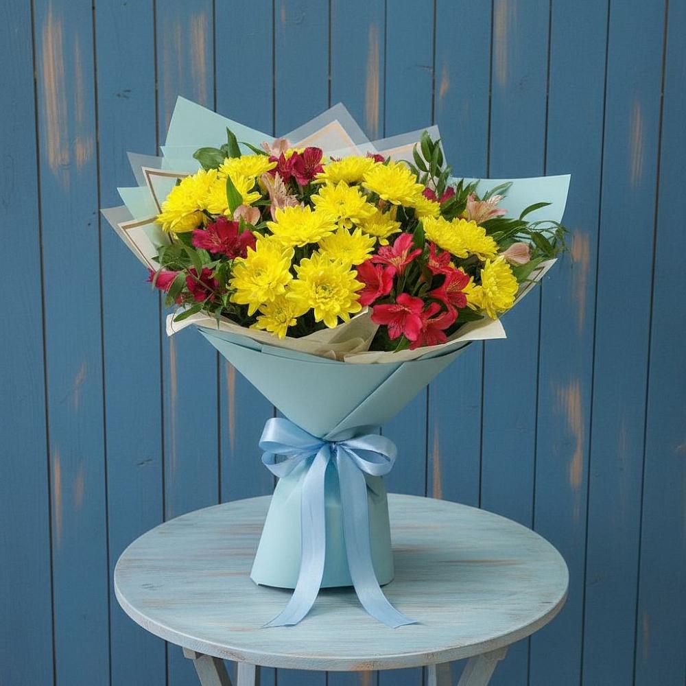 Букет цветов из: Альстромерии и Хризантемы в Васютино