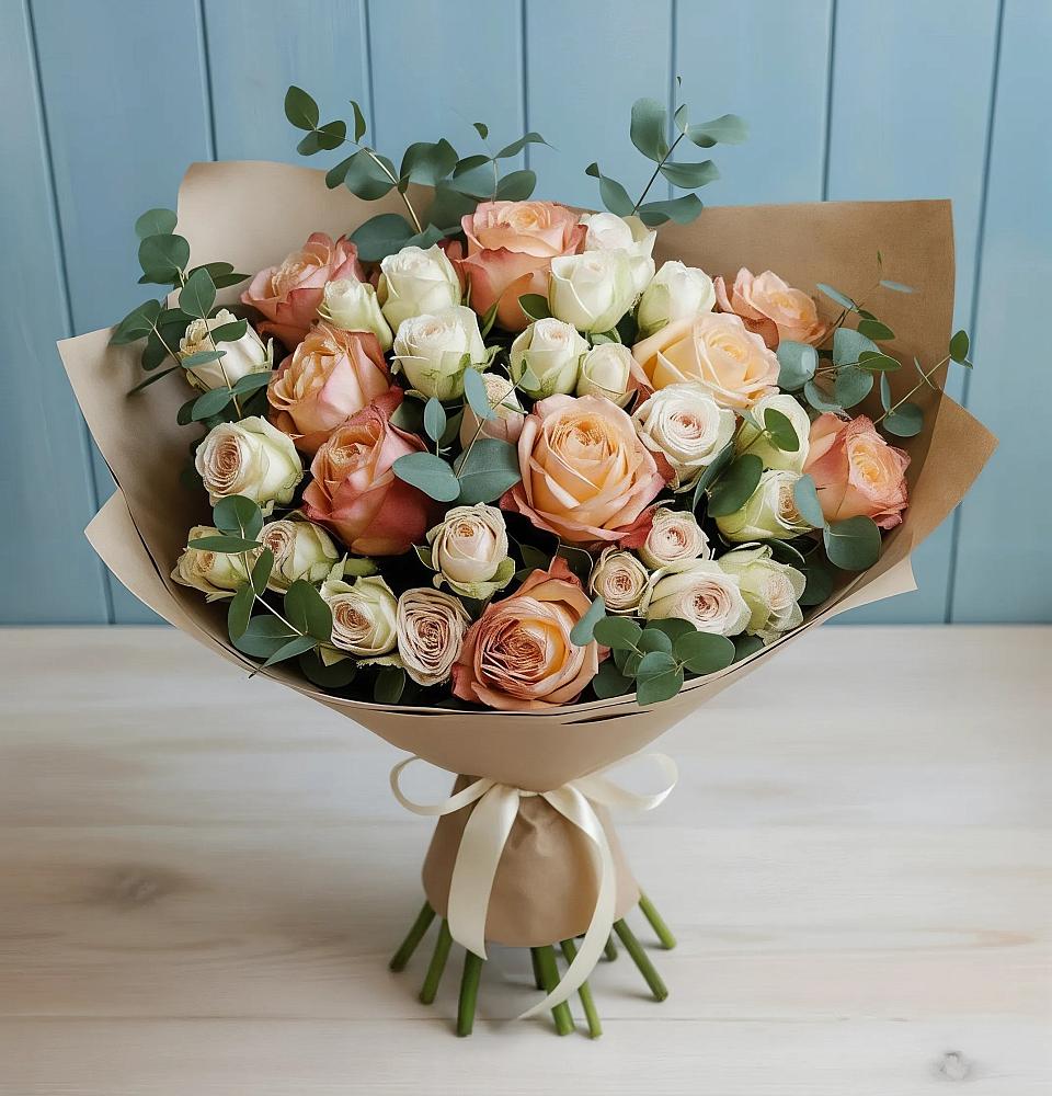 Букет цветов из: Альстромерии и Розы в Васютино