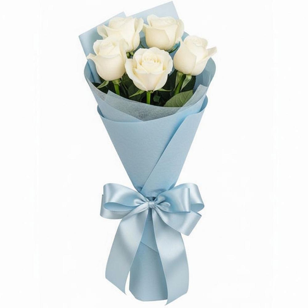 Букет 5 Белых роз Проуд в Васютино