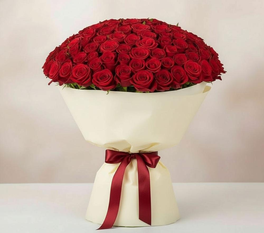 Букет 101 Красная роза Милано в Васютино