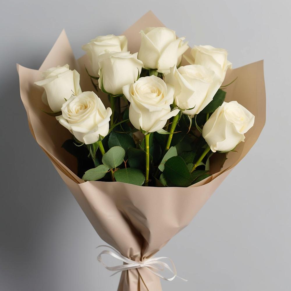 Букет 9 Белых роз Эдлесс Лав в Васютино