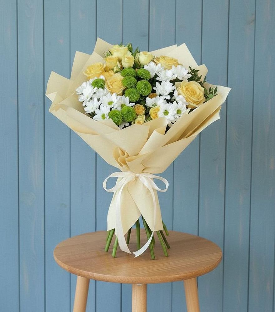 Букет цветов из: Хризантемы и Розы в Васютино