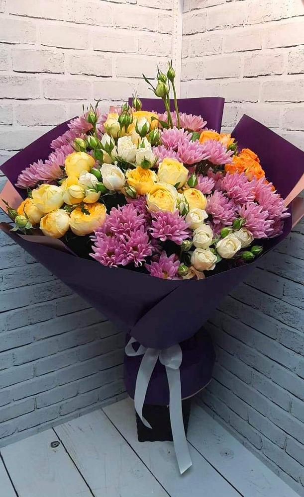 Букет цветов из: Хризантемы и Розы в Васютино