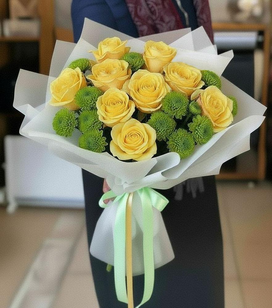 Букет цветов из: Хризантемы и Розы в Васютино