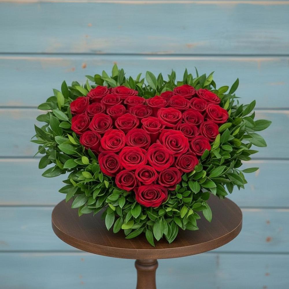 Цветочная композиция из Розы в виде сердца в Васютино