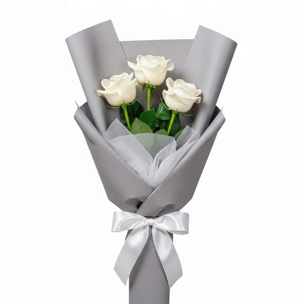 Букет 3 белые розы в Васютино