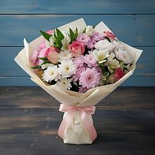 Букет цветов из:  Хризантемы, Альстромерии и Розы в Васютино