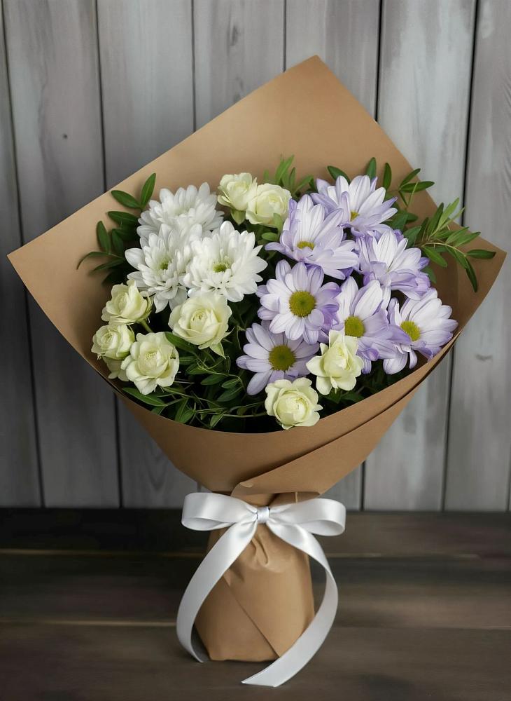 Букет цветов из: Хризантемы и Розы в Васютино