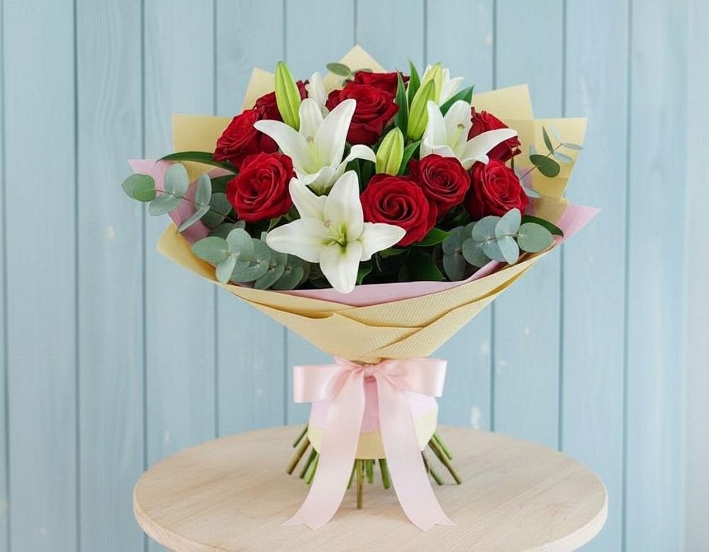 Букет цветов из: Лилии и Розы в Васютино